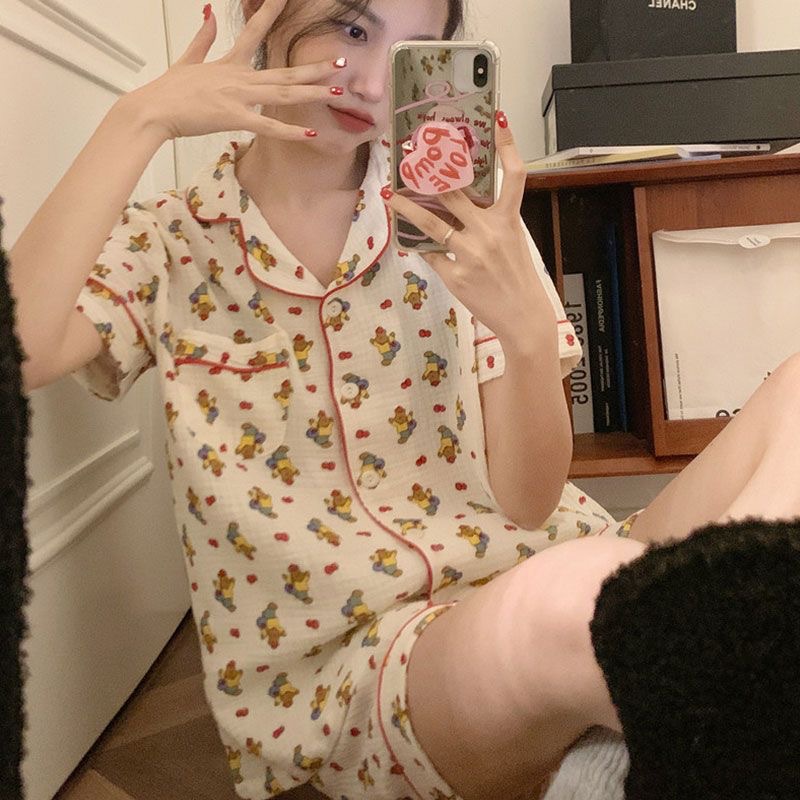 Princess Wind Pijamas de algodón de mujer 2024 nuevo verano manga corta japonesa dulce conjunto de ropa para el hogar