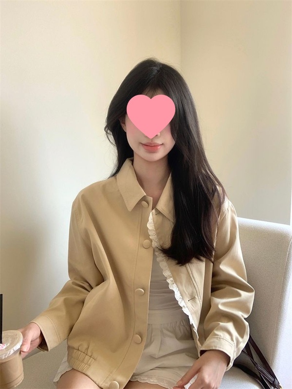 花边拼接翻领长袖夹克外套女秋季新款短款设计感棒球服上衣潮|undefined