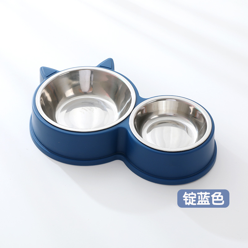 Pipetao tipo gato doble tazón de acero inoxidable tazón de fuente al por mayor estilo casero gato tazón de fuente integrado doble tazón gato tazón para mascotas