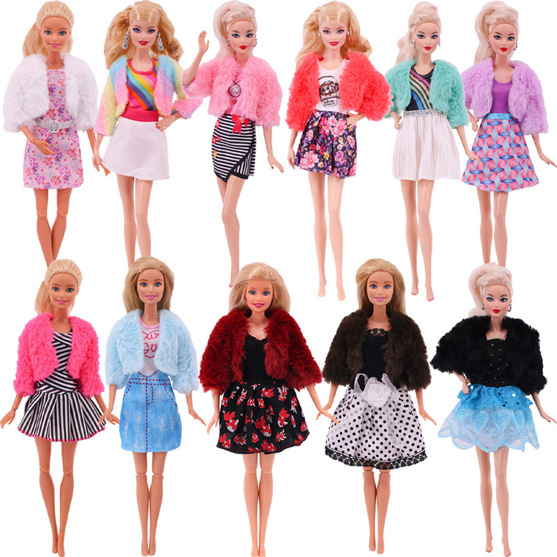2022 New suitable for 27-29cm Bobby doll clothes accessories plush vest coat + skirt two-piece set