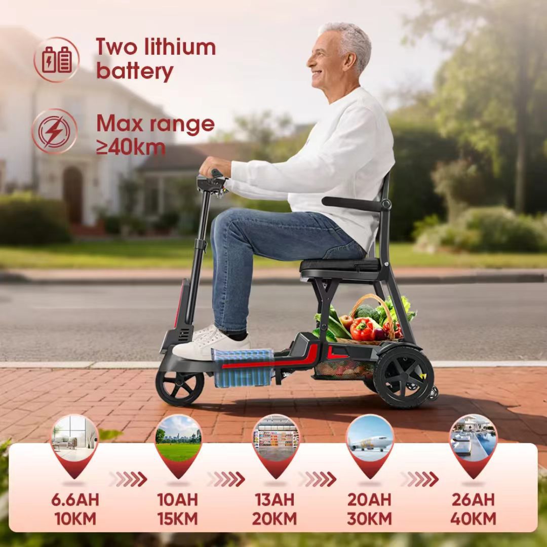 Ultra-Light and Easy-To-Transport Electric Scooter, Electric Four-Wheeler, Mobility Aid for the Elderly, Lightweight Four-Wheeler