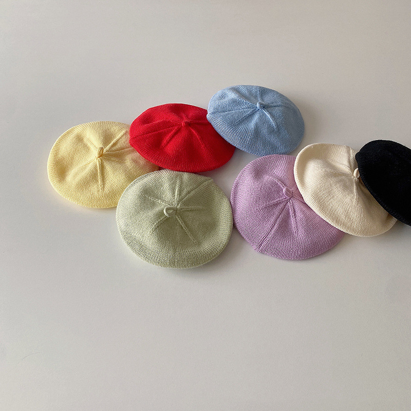 Bebé otoño crema boina color sólido sombrero de punto bebé estilo occidental pintor sombrero niños y niñas todo partido sombrero