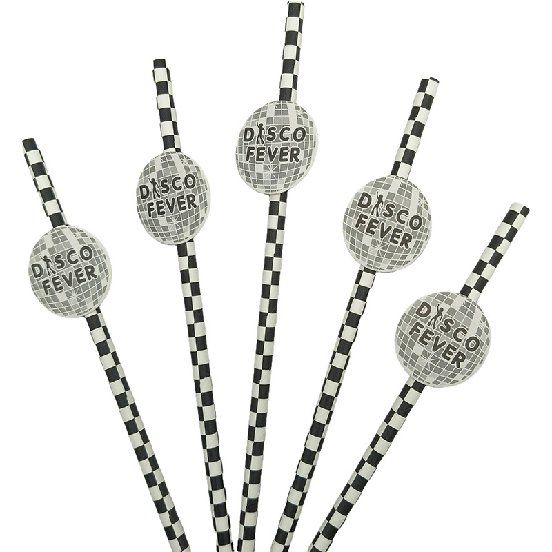 Tarjeta de celebridad en línea paja de papel degradable desechable limón sandía postre leche té fiesta paja decorativa