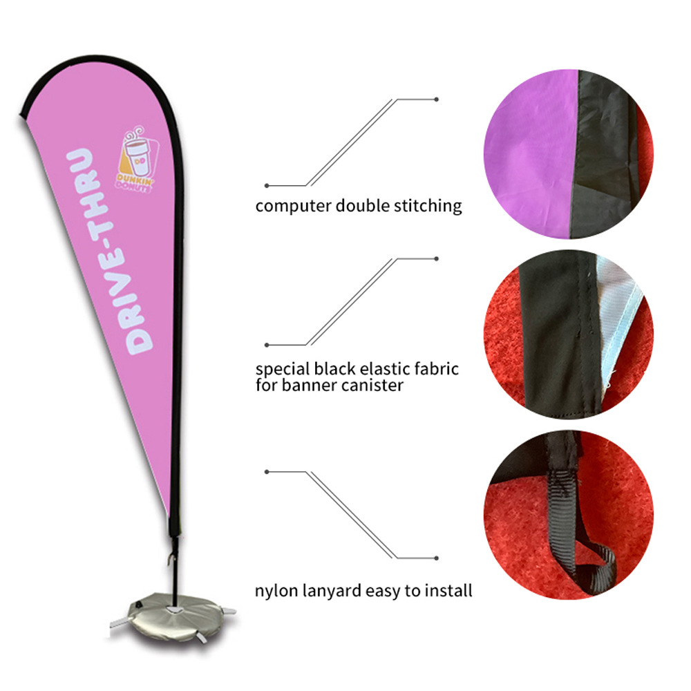 Venta directa de fábrica bandera de playa al aire libre resistente al viento 2,8 m cuchillo bandera base cruzada enchufe recto bandera de hierba transferencia urdimbre paño de punto