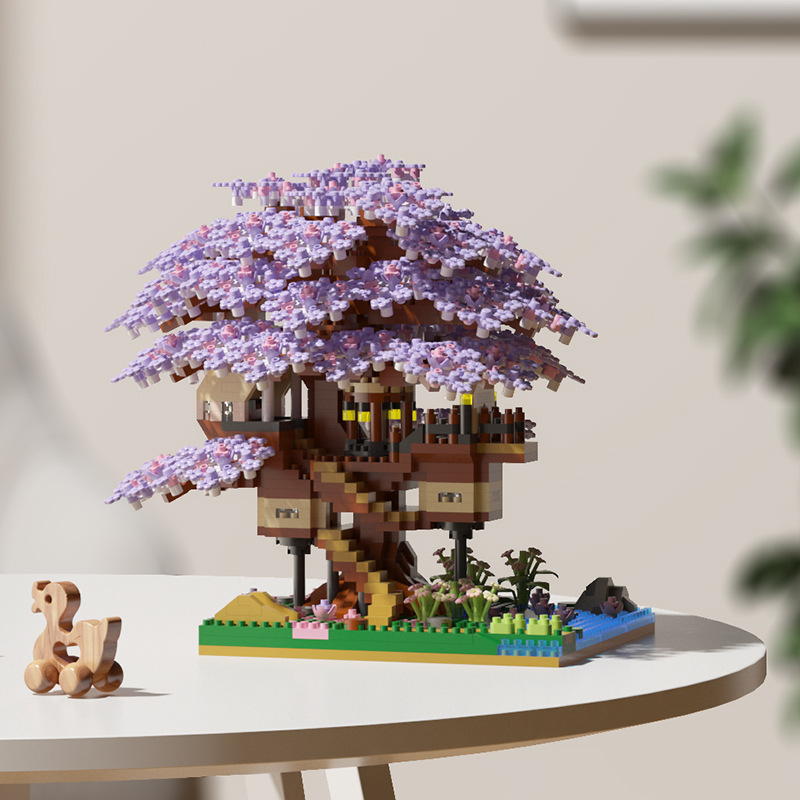 Compatible con Lego Sakura Tree House Street View Bloques de construcción Flor eterna Decoración en macetas Juguetes educativos para niños Regalo para niñas