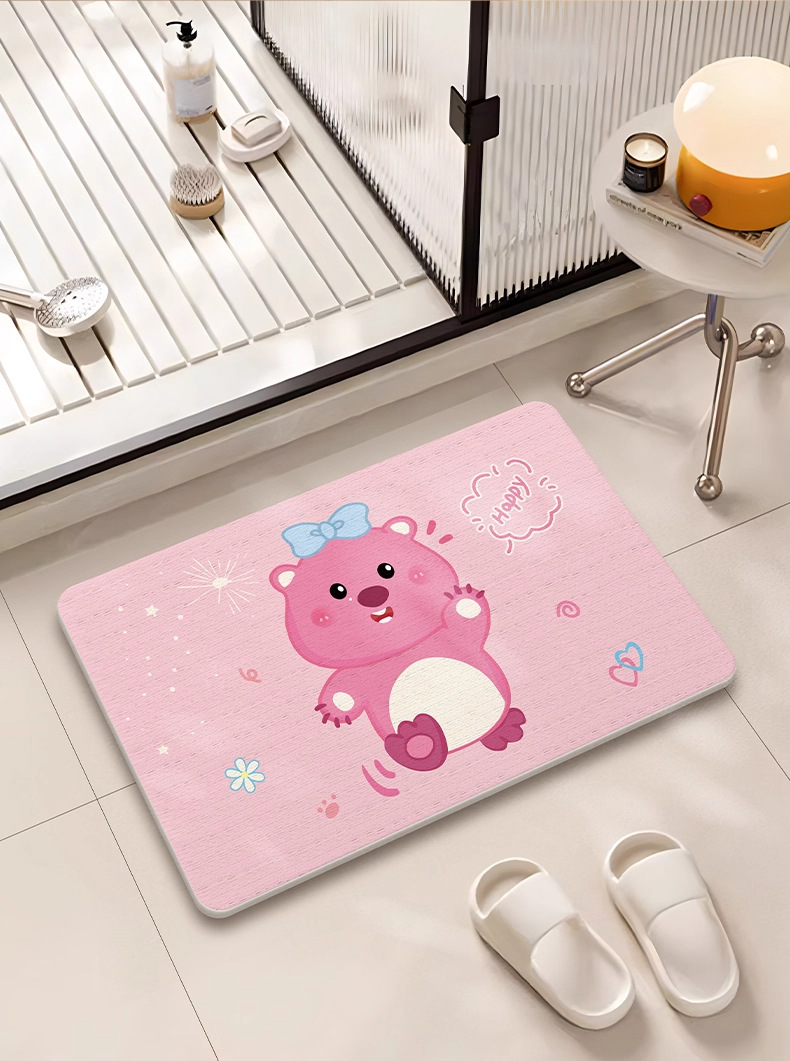 New Cartoon Hard Diatom Mud Bathroom Floor Mat Shower Room Door Absorbent Quick-Drying Carpet Bathroom Non-Slip Foot Mat