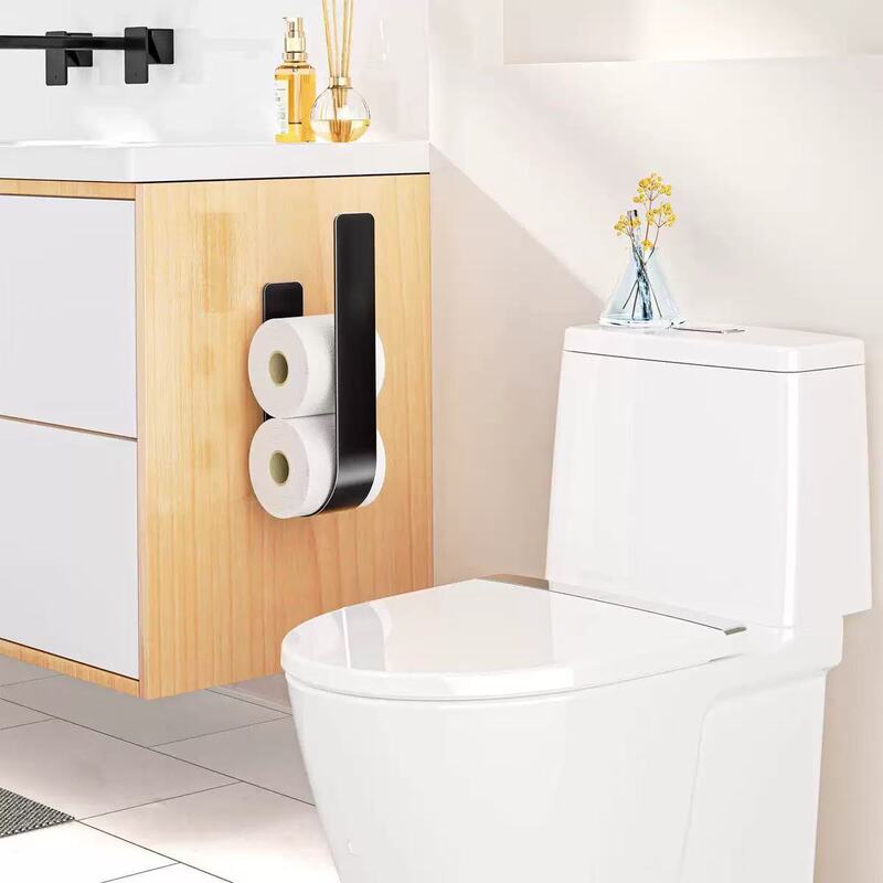 No Punching Strong Adhesive Hook Toilet Paper Holder Storage Wall Hanging Rack Metal Toilet Paper Storage Rack