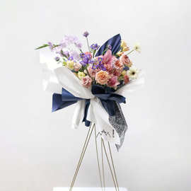 金属铁艺金色开业花篮三脚架大麦鲜花落地三角支架庆典气球架批发