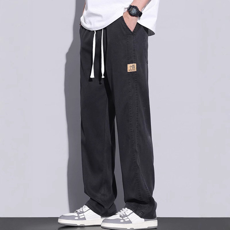 Thin Casual Pants Men's 2025 Summer Thin New Style Loose Straight Dipper Wide Leg Ice Silk Denim Long Pants