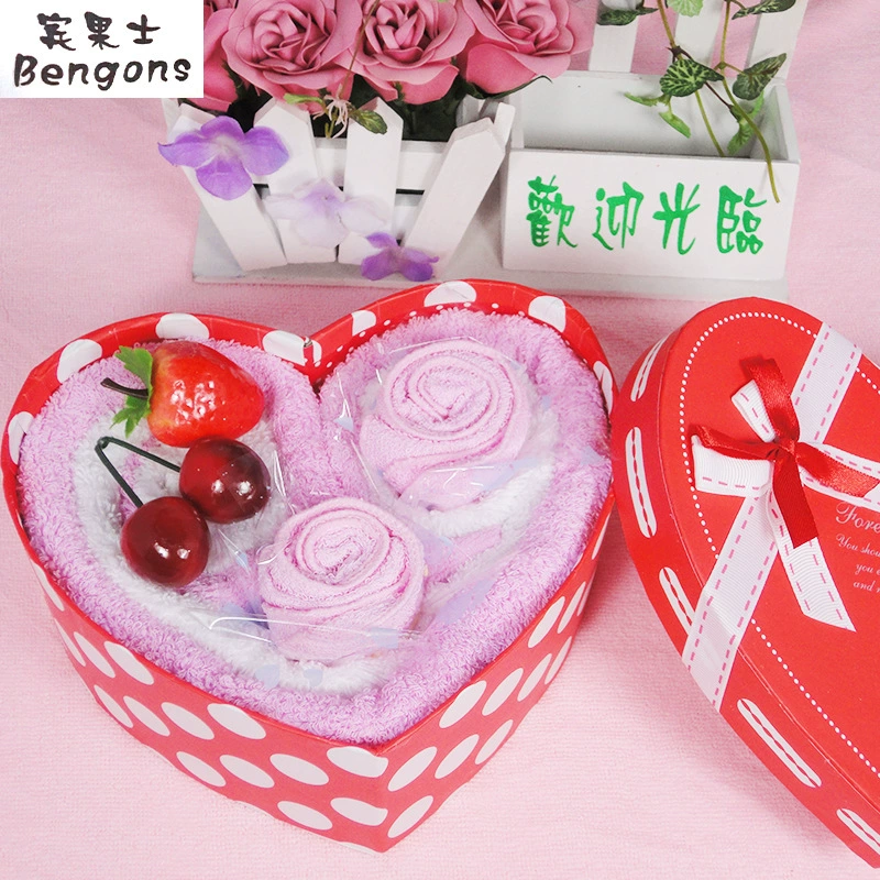 Натуральное пушистое Мягкое хлопковое полотенце Pro Удобное бинго Хлопок Тонкая ручка из натуральных волокон Красная Подарочная коробка для полотенец