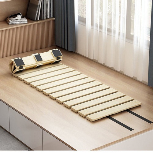 G3YN floor bed frame, ribbed bed frame, tatami bed frame without headboard, light luxury modern platform bed board, solid wood thickened flooring