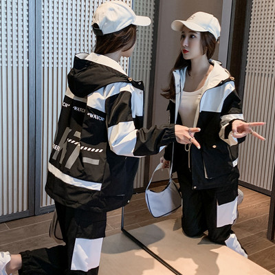 运动服套装女春秋2021年新款潮牌宽松洋气工装时尚休闲两件套学生|ms