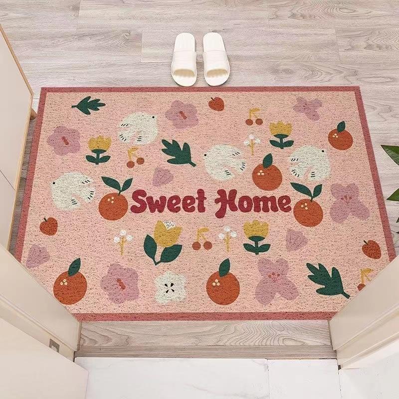 Entrance door silk loop mat, can be cut to size, hallway doormat, semi-circular door mat, non-slip, dirt-resistant