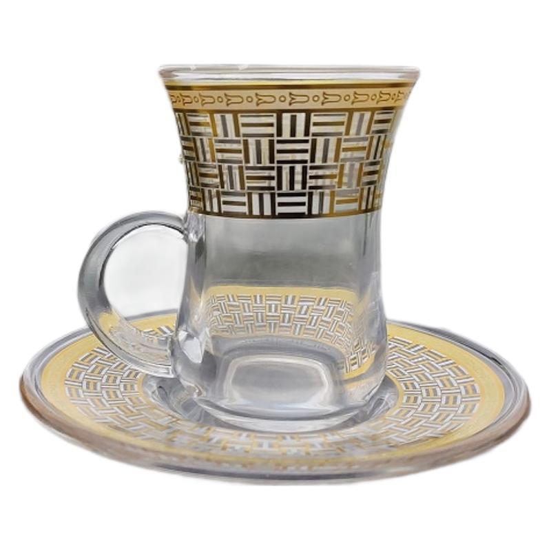 Nuevo producto transfronterizo Taza de café creativa con manija Spot Taza de agua de vidrio de flor dorada transparente resistente a altas temperaturas Taza de café con leche