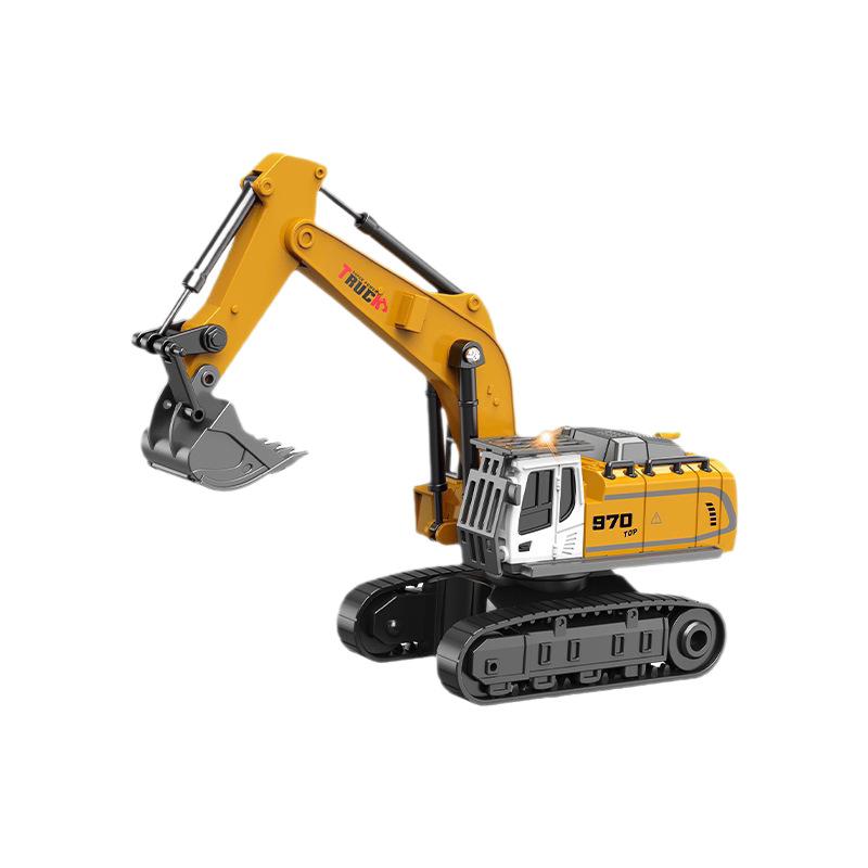 Explosiones transfronterizas de aleación a escala completa mini excavadora volcadora 1: 64 vehículo de ingeniería de control remoto para niños mini carretilla elevadora