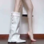 尖头冬季增高高筒女靴