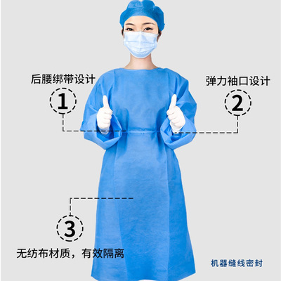 Chrysostom Protective clothing 45g dustproof Non-woven fabric Protective clothing blue disposable Epidemic Gowns Dressing