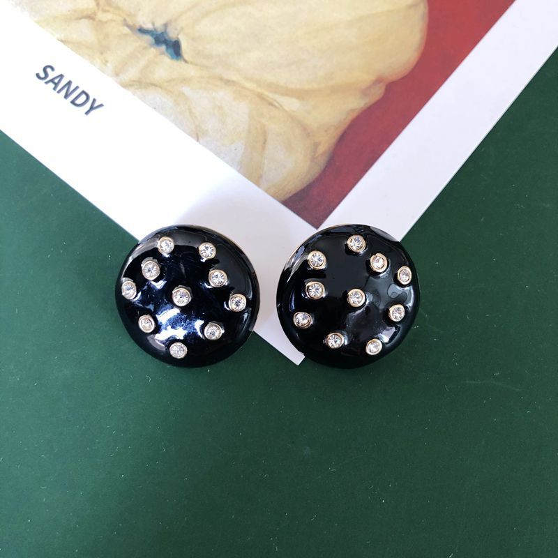 Retro Round Rhinestone Alloy Earring display picture 4