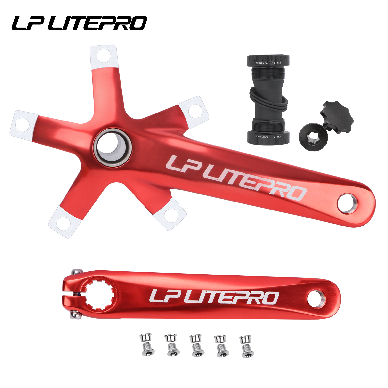 Левый и правый Кривошип Красный + центральный вал (новый стандарт)