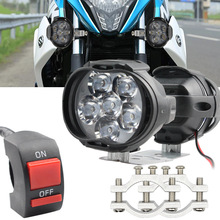 摩托车电动车LED大灯聚光灯铺路灯套装6LED射灯开关支架管夹一套