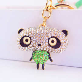 创意水钻大头可爱熊猫动物汽车钥匙扣钥匙链钥匙环包扣礼物188