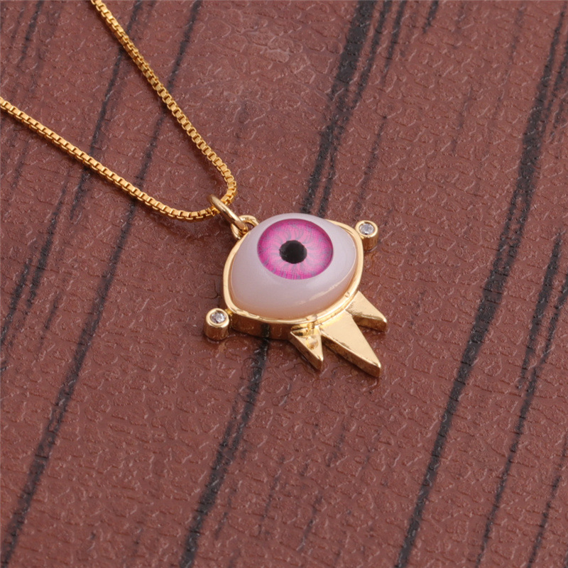 Wholesale Dripping Evil Eye Copper Zircon Pendant Necklace