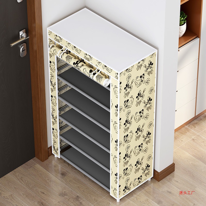 Puerta de estante para zapatos simple, hogar, dormitorio interior de varios pisos, puerta de entrada, zapatero, casa de alquiler, cortina de bloqueo, estilo caliente 2025