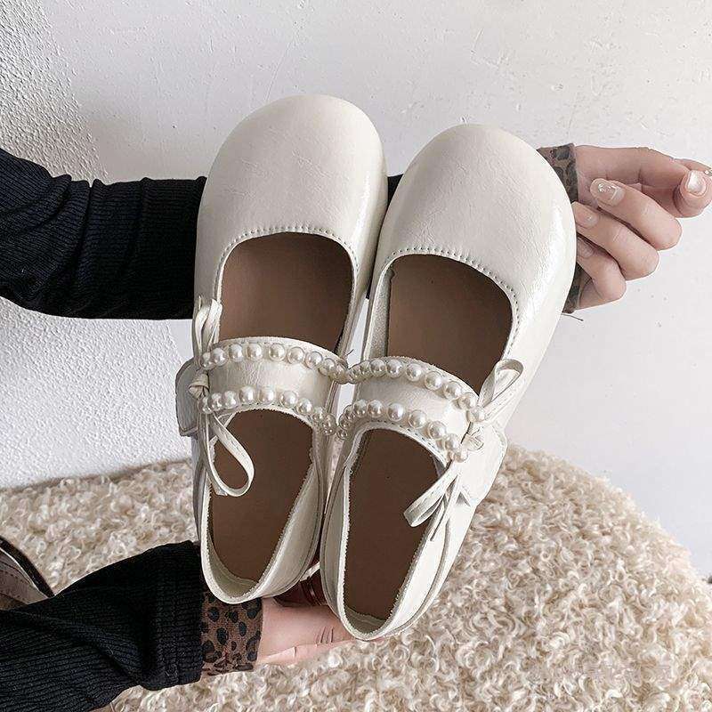 芭蕾玛丽珍鞋女款2025新款夏季平底法式浅口单鞋两穿气质珍珠女鞋