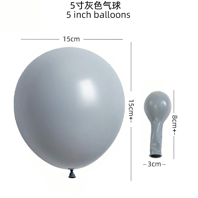 Globo gris mate de 5 pulgadas, diseño de decoración de ambiente de apertura de globo de cumpleaños de látex grueso de imitación de alta calidad