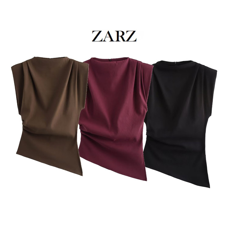 ZARZ homemade European and American style new women's fashion classic pleated decorative shoulder pad top 0085/845