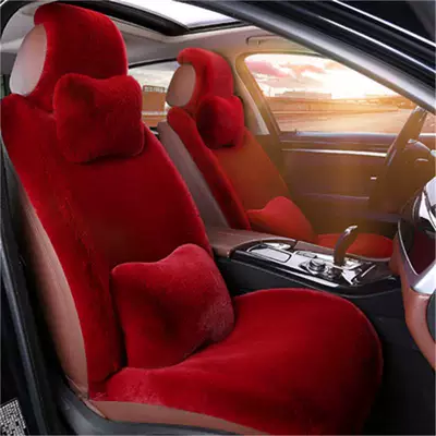 Car Seat Cushion Winter Plush Short Hair Thickeneded Winter Cotton Cushion Warm Rabbit Fur Car Cushion Female Goddess Universal Seat Cushion Cover