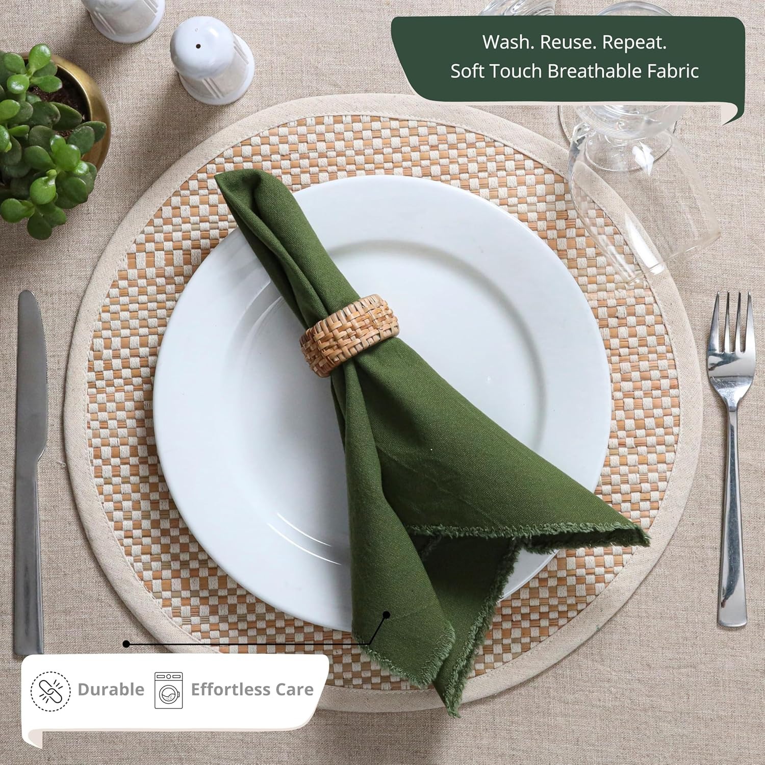 Transfronterizos nórdicos servillas de tela simple algodón lino servillas de tela almohadilla de almohadilla de comida de fondo decoración de tela de boca almohadilla aislante térmica