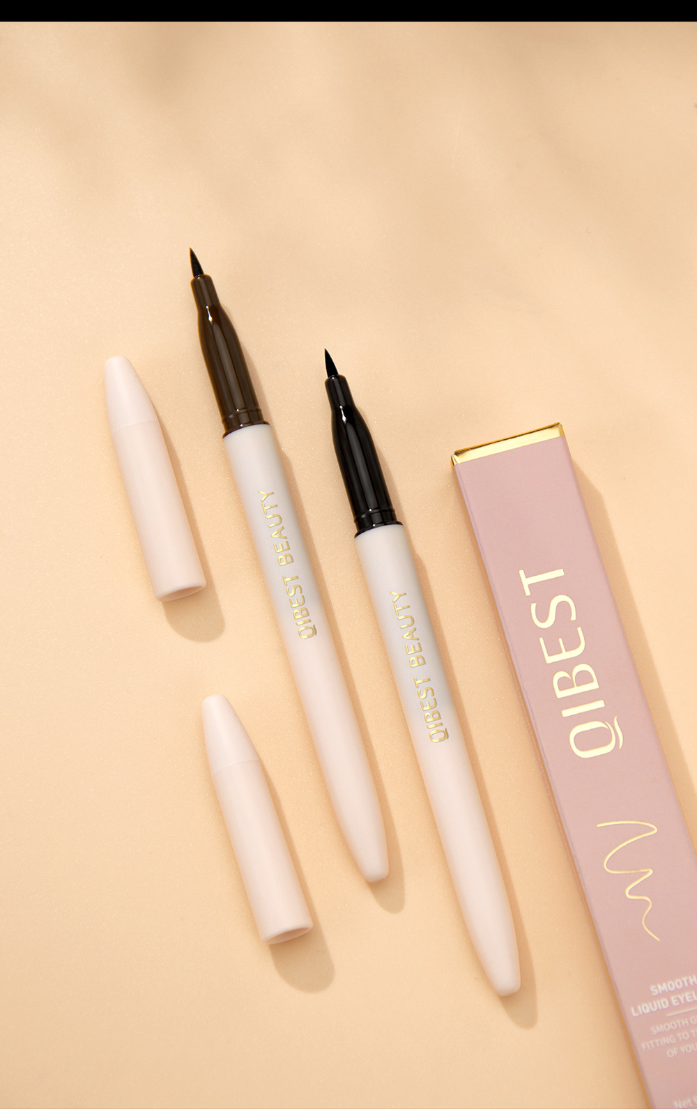 QIBEST eyeliner liquid pen is waterproof, sweat-proof, does not smudge, does not smudge makeup, and is a dark eyeliner pen that dries quickly for beginners undefined
