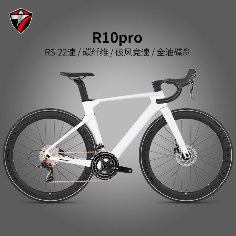 R10Pro Sports Version Carbon Fiber Road Bike Rs-22-Speed Hydraulic Disc Brake 50-Blade Carbon Rim Competition Bicycle