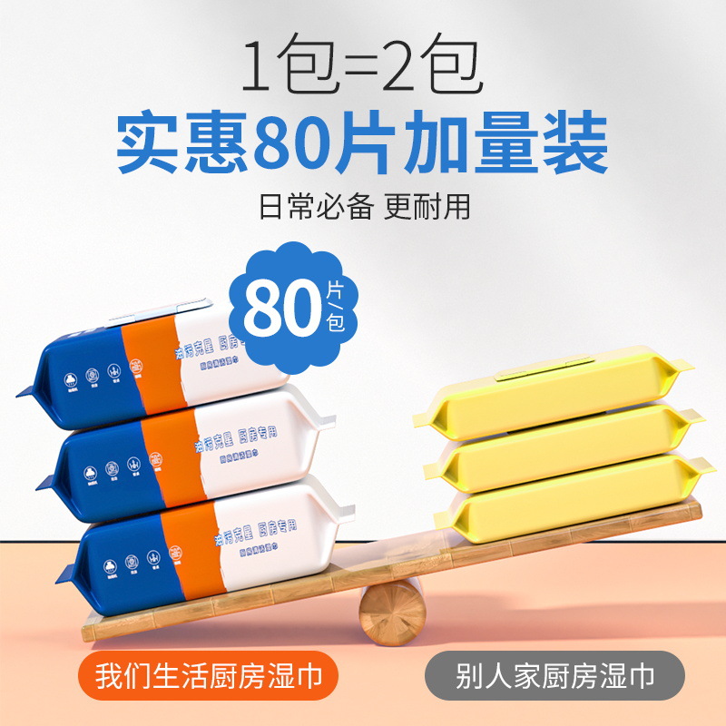 80-count kitchen cleaning wipes wholesale thickened large pack household wet wipes countertop stain and grease remover kitchen wipes