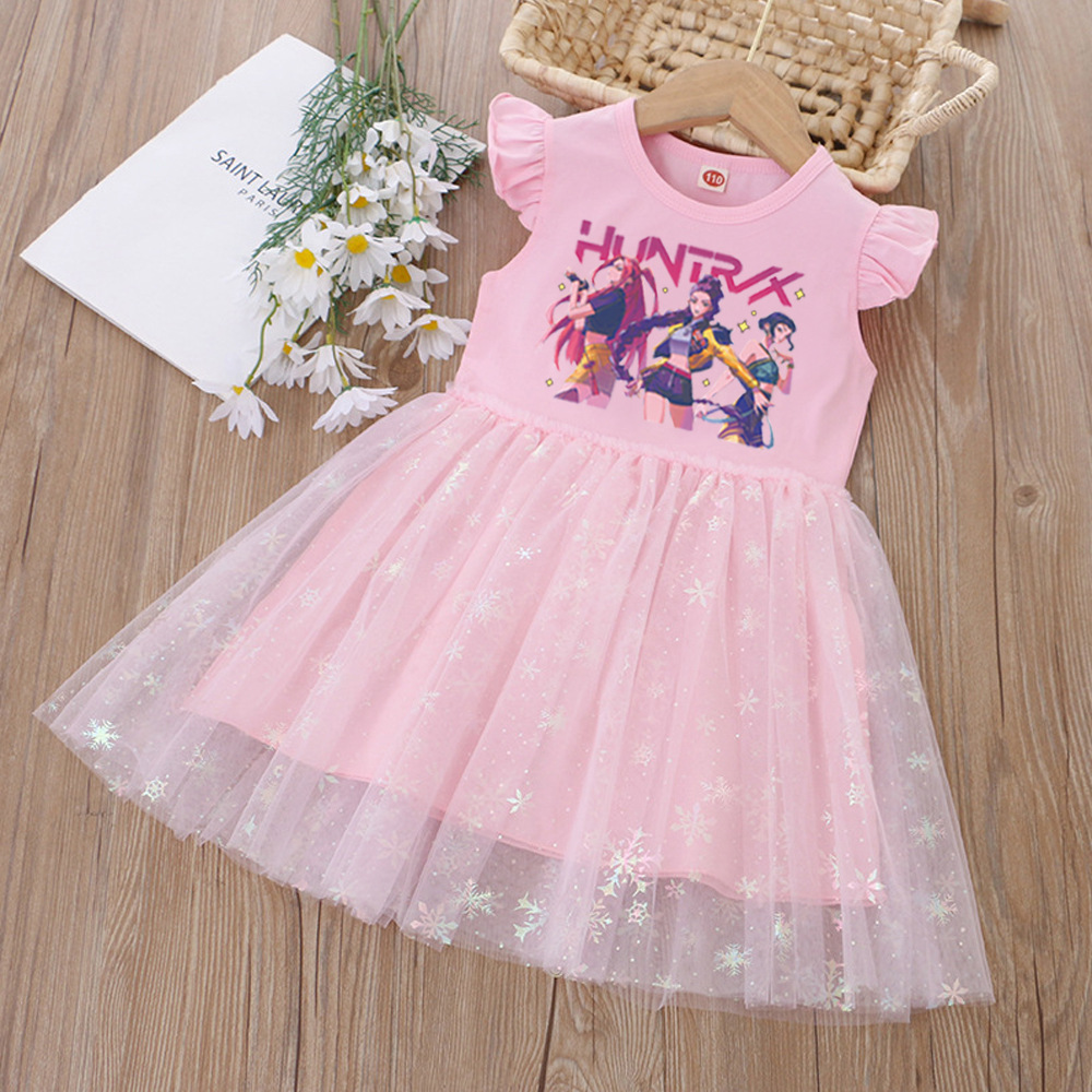 Children's Clothing Girls Dress Summer Short-Sleeved K-Pop Tutu Skirt Kidsren's Skirt Girl Princess Skirt Witch Girl Group