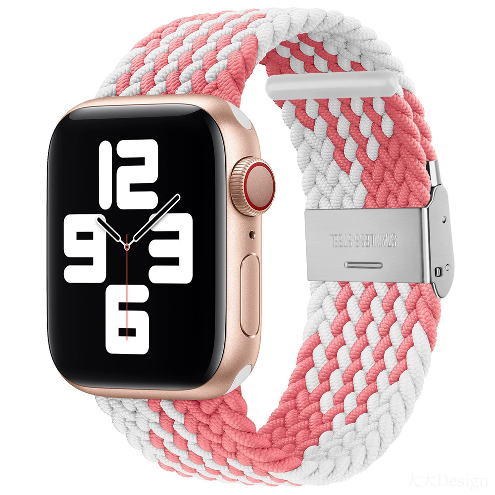 Совместимо с Apple Watch 5-6-7-8-9-10 поколения Snap-on нейлоновый плетёный ремешок iWatch S10 регулируемый браслет