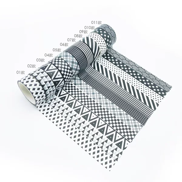 Black and white series paper tape Journal and paper tape diy decorative student journal stickers creative adhesive stickers