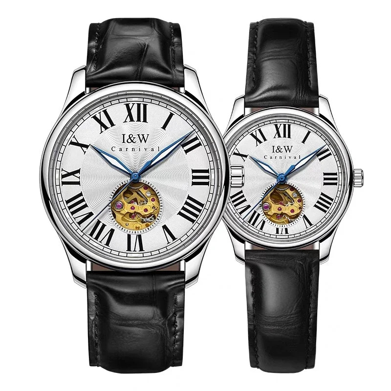 Manufacturer Wholesale Iw Watches Stainless Steel Couple Watches Mechanical Watches Leather Strap Watches Simple Business Casual Men's and Women's Matching Watches
