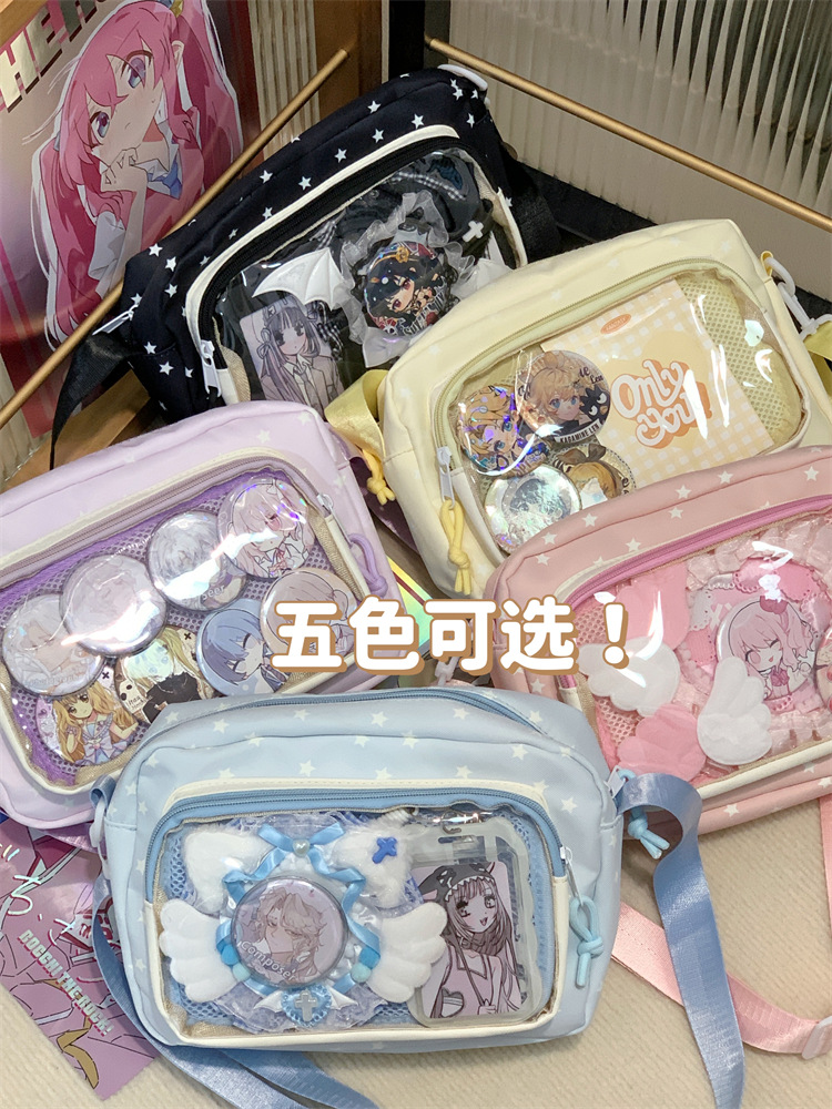 Qadın üçün rəngli çiyin çantası, anime üslubunda crossbody model