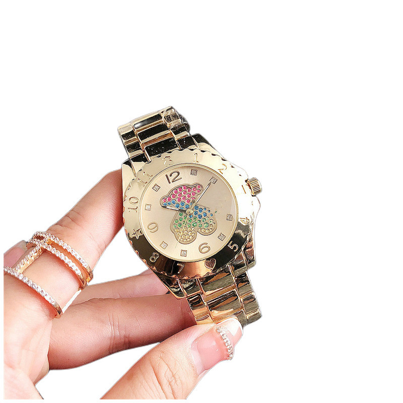 2023 neue Heiße Verkauf Uhr frauen Luxus Uhr frauen Farbe Diamant Cartoon Bär Uhr Platte frauen Uhr LAZADA uhr_voghion.com