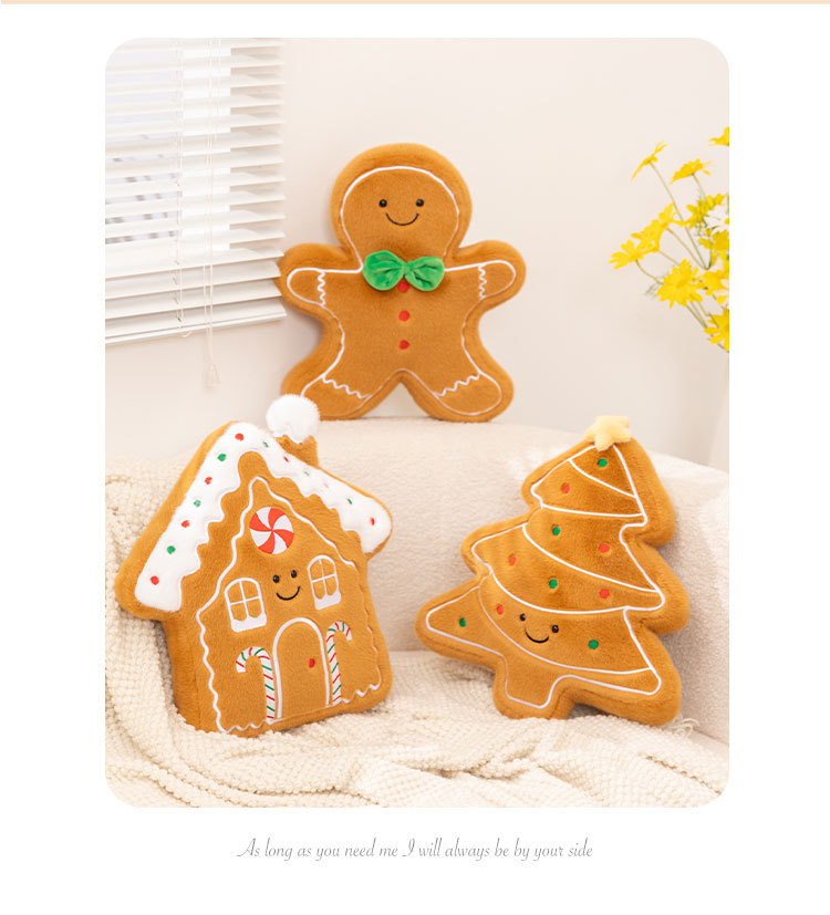 Cuscino in peluche a forma di omino di pan di zenzero natalizio_voghion.com