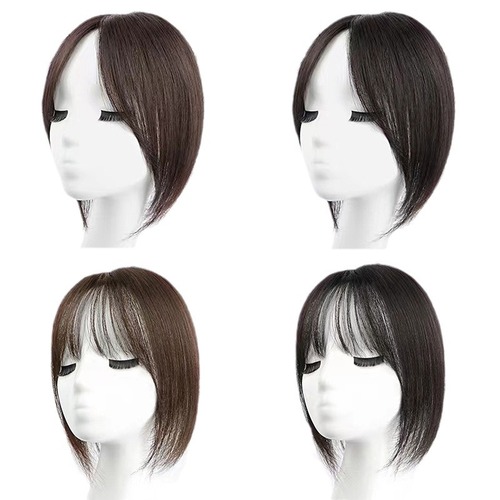 Swiss net wig piece real hair small T-shaped hair replacement piece to cover white hair, breathable, light and fluffy women's head hair replacement piece
