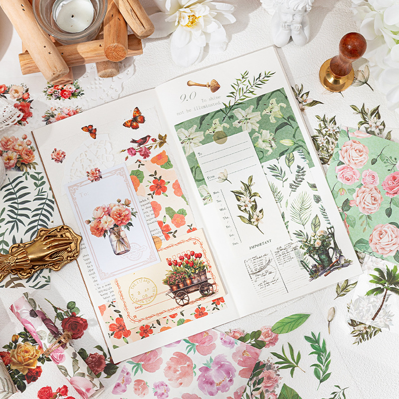 Fanghua cuatro estaciones pegatinas de mascotas transparentes Bendiy libro de mano diario pegatinas decorativas desgarrable libro de mano papel de base