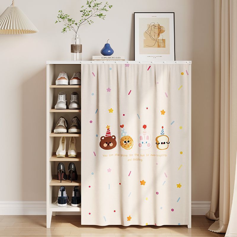 Shoe Cabinet Shade Curtain Door Curtain Velcro Punch-free Cabinet Bookshelf Dust-proof Curtain Storage Rack Sundries Cabinet Cloth Curtain
