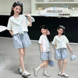 【2781】女童夏季休闲短裤两件套2025新款套装短裤薄款套装