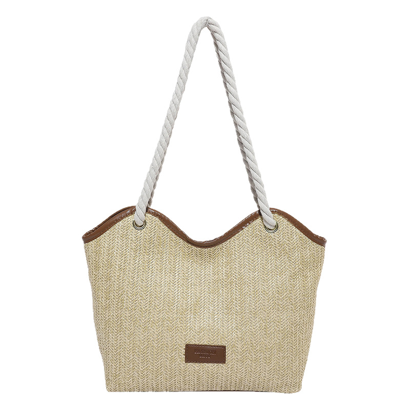 Bolso femenino transfronterizo tejido simple y moderno casual todo-fósforo bolso de paja portátil bolso de axila de un solo hombro bolso de alta capacidad