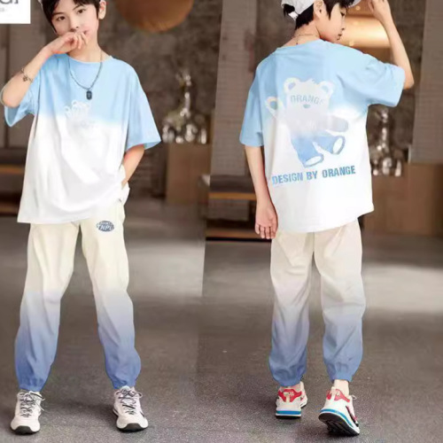 Children's Summer Outfit for Boys - Two-Piece Set, Loose Gradient, Trendy and Casual, Korean Style