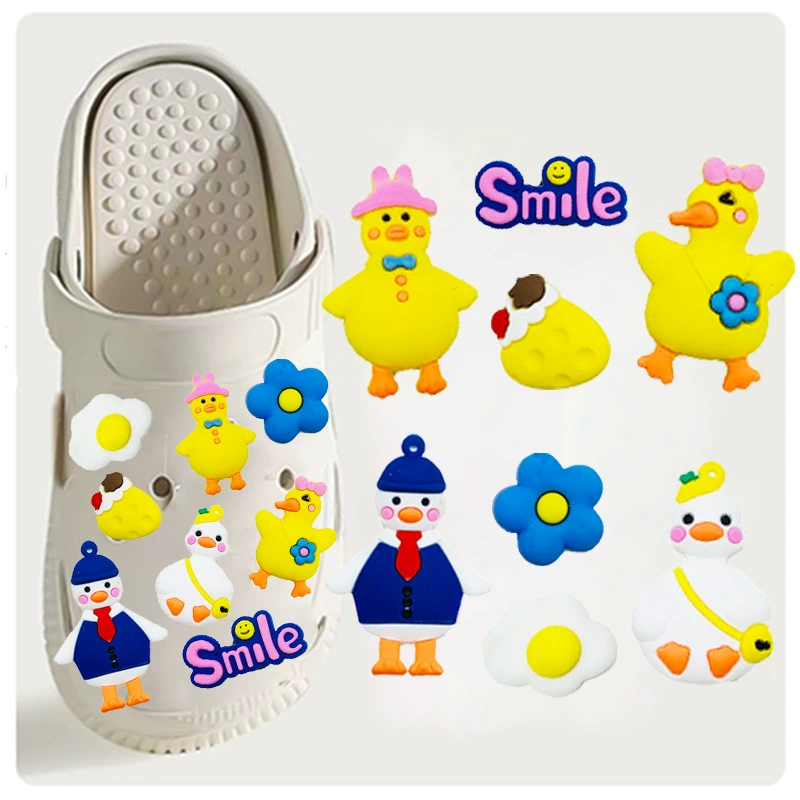 Мультяшная маленькая желтая утка пещерная обувь обувь цветочные украшения пряжки DIY пещерная обувь аксессуары обувь аксессуары обувь аксессуары обувь декор