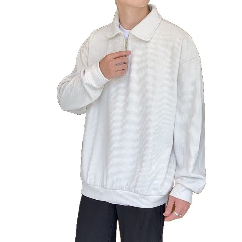 Primavera ins suéteres de punto con media cremallera para hombre, versión coreana de los hombres, camisa POLO de solapa casual de nicho, camisa suelta y hermosa